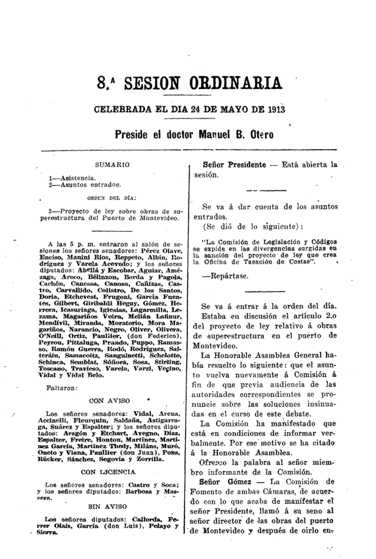 DIARIO DE SESIONES DE LA ASAMBLEA GENERAL del 24/05/1913